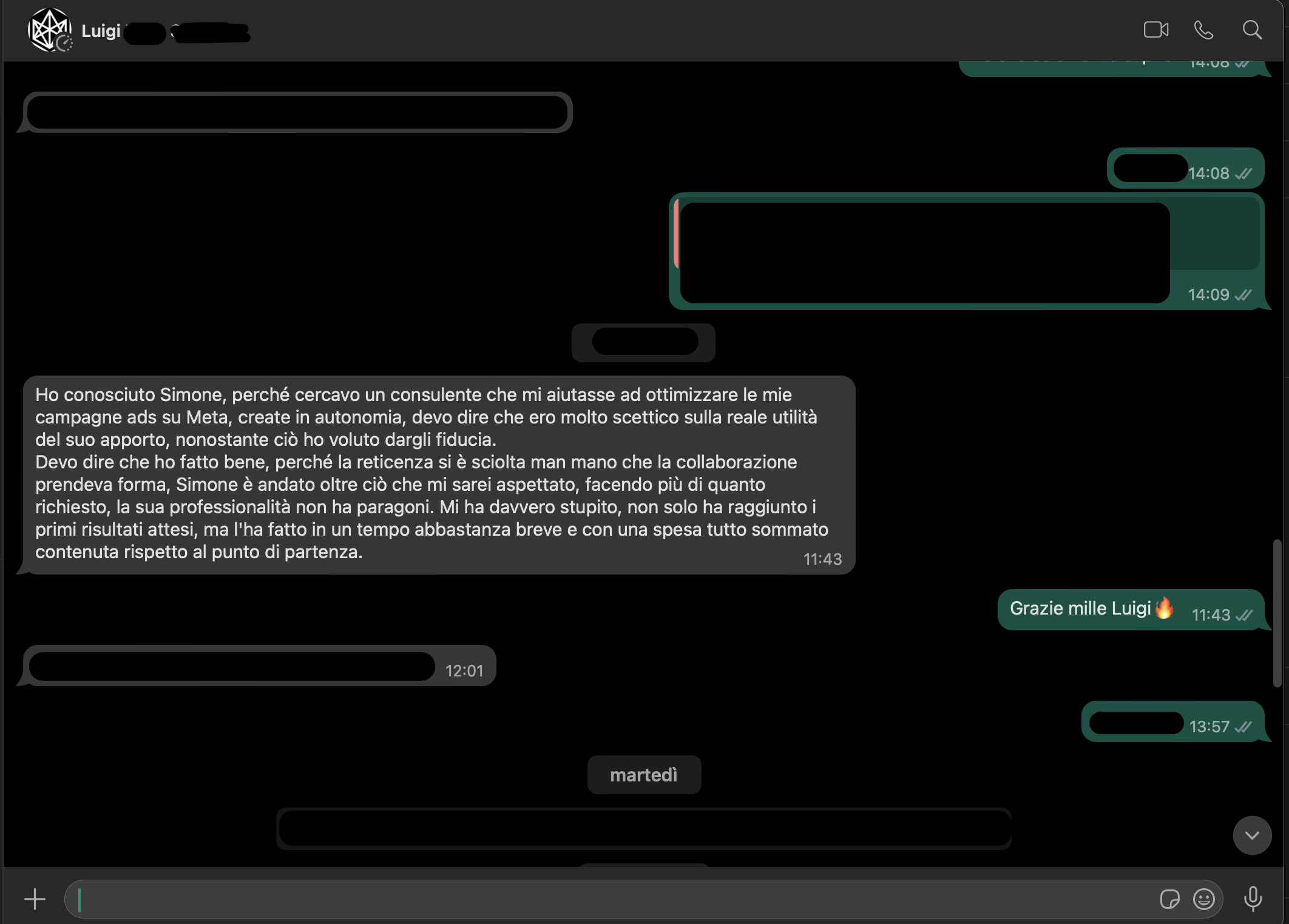 Recensione cliente Luigi
