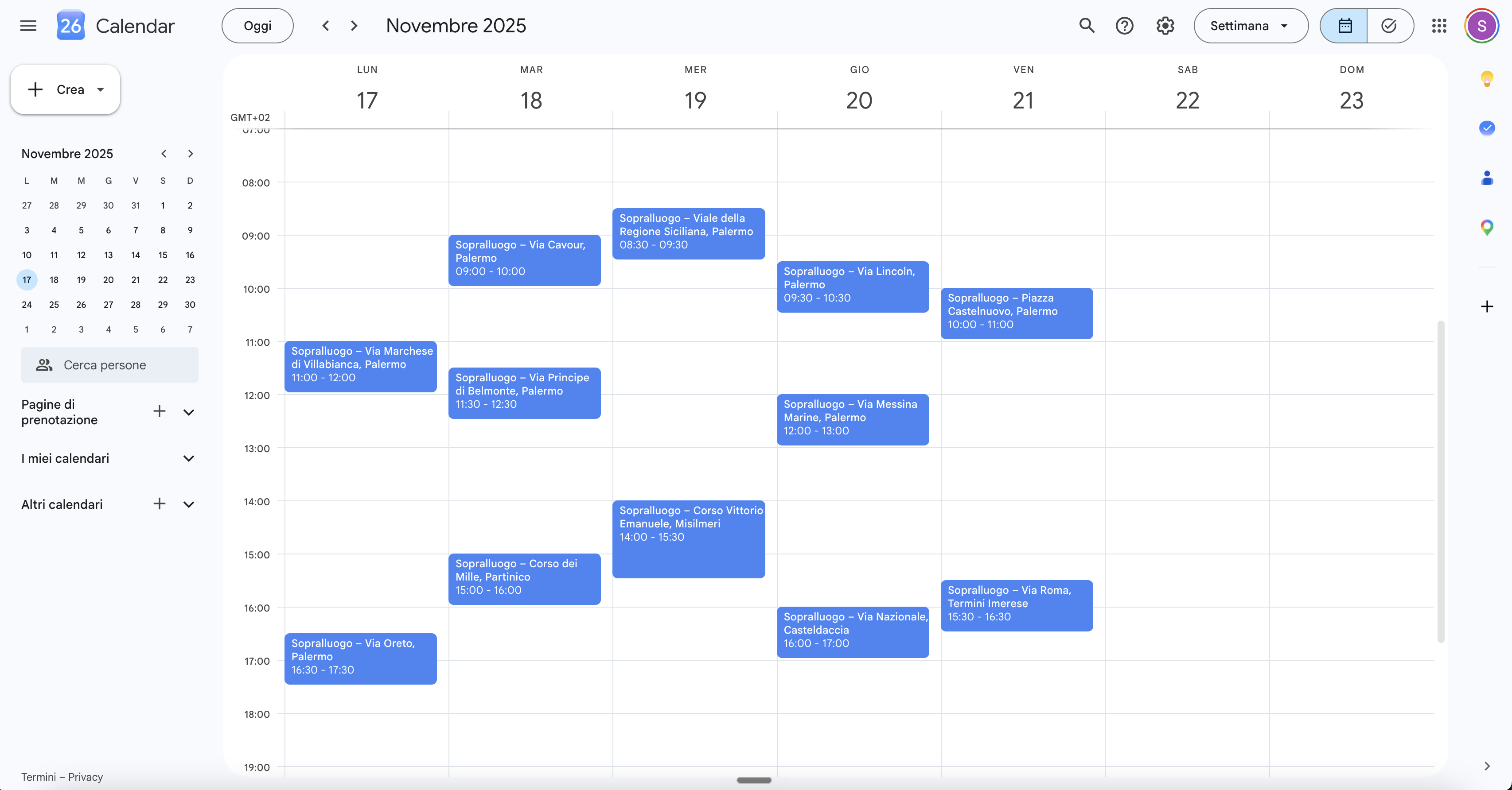 Calendario appuntamenti pieno